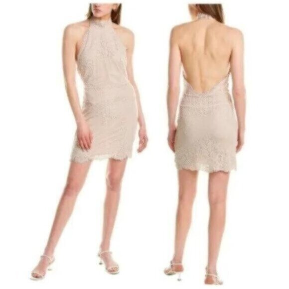 NWT Free People Blush Lace Halter Mini Dressy Party Dress Medium - Picture 1 of 10